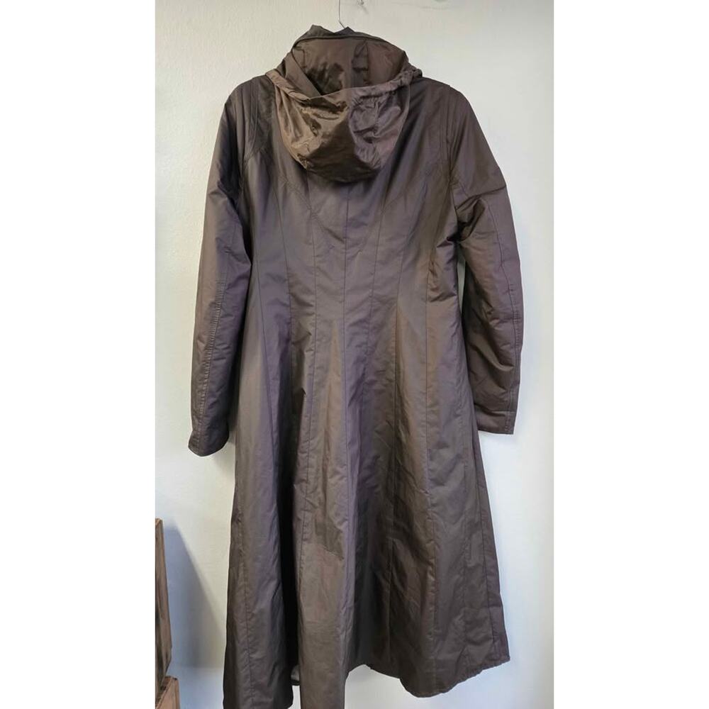Creenstone Long Hooded A-Line Trench Coat Jacket Brown EU 36 / US S - Picture 7 of 7